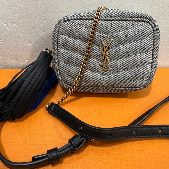 SOLD Saint Laurent denim Quilted Crossbody Bag - Picture 2 of 7